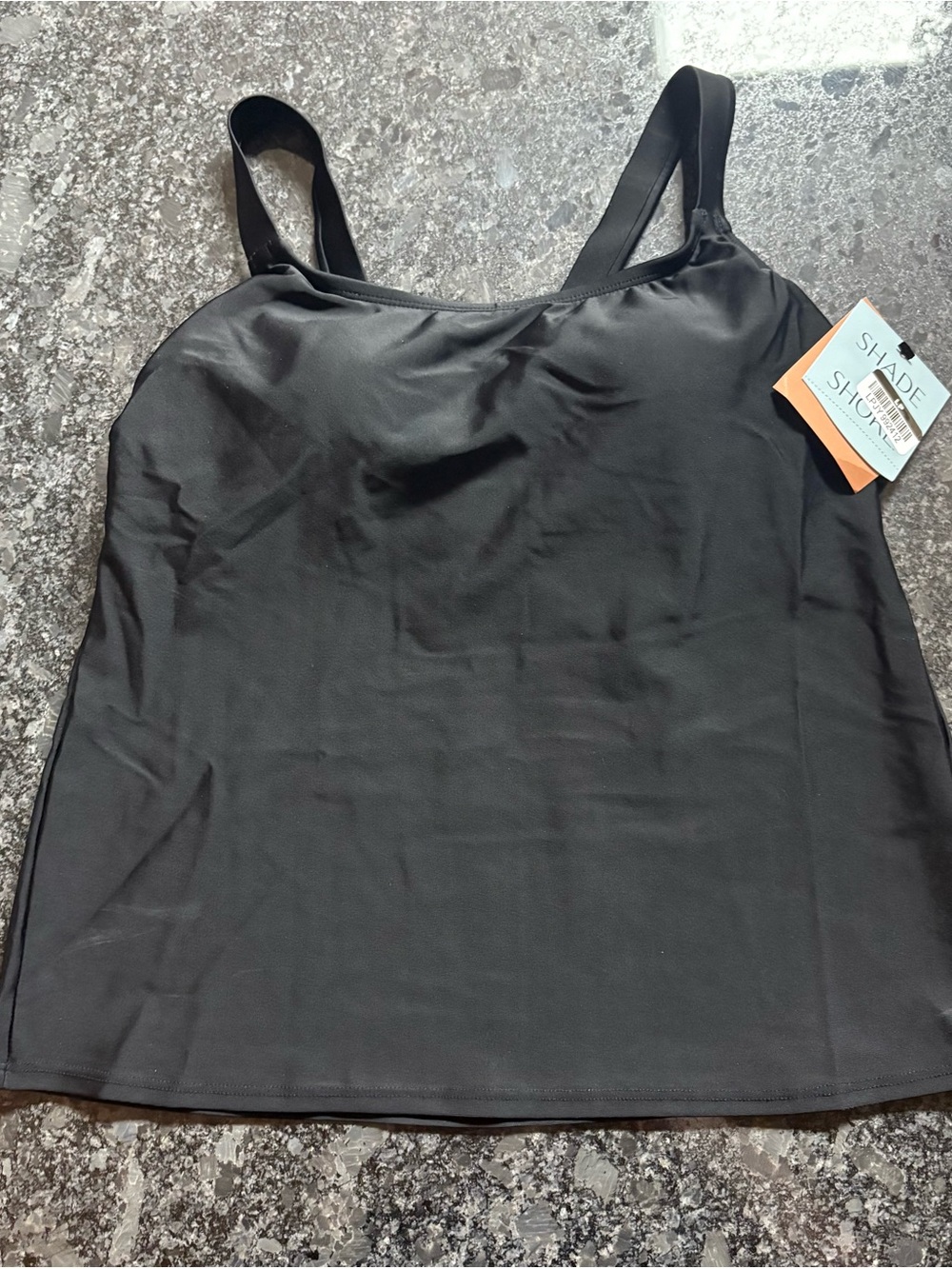 Shade & Shore Women's Tankini Swim Top XS (0-2) Black Crisscross Back NWT